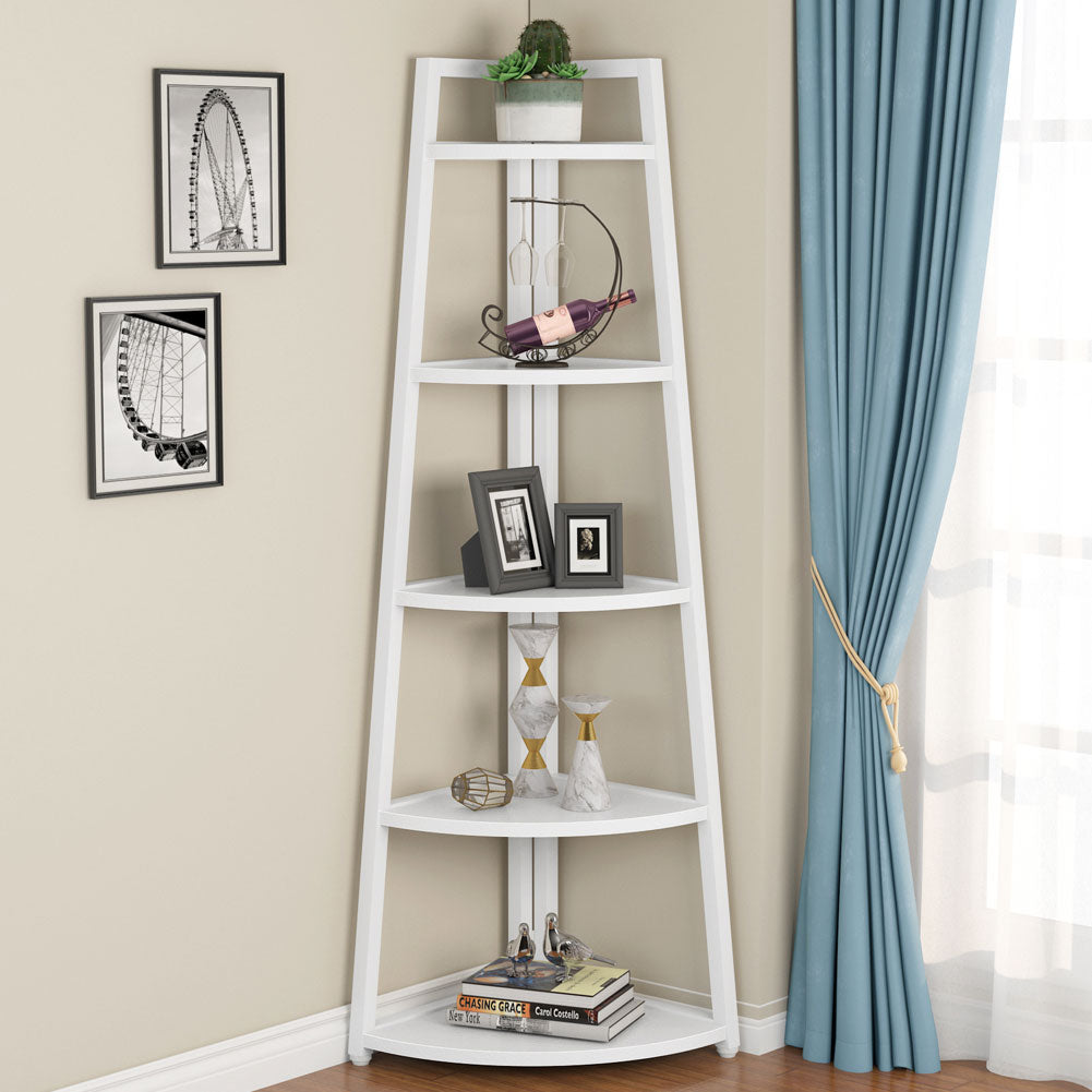 5-Tier Corner Shelf, 70" Corner Bookshelf